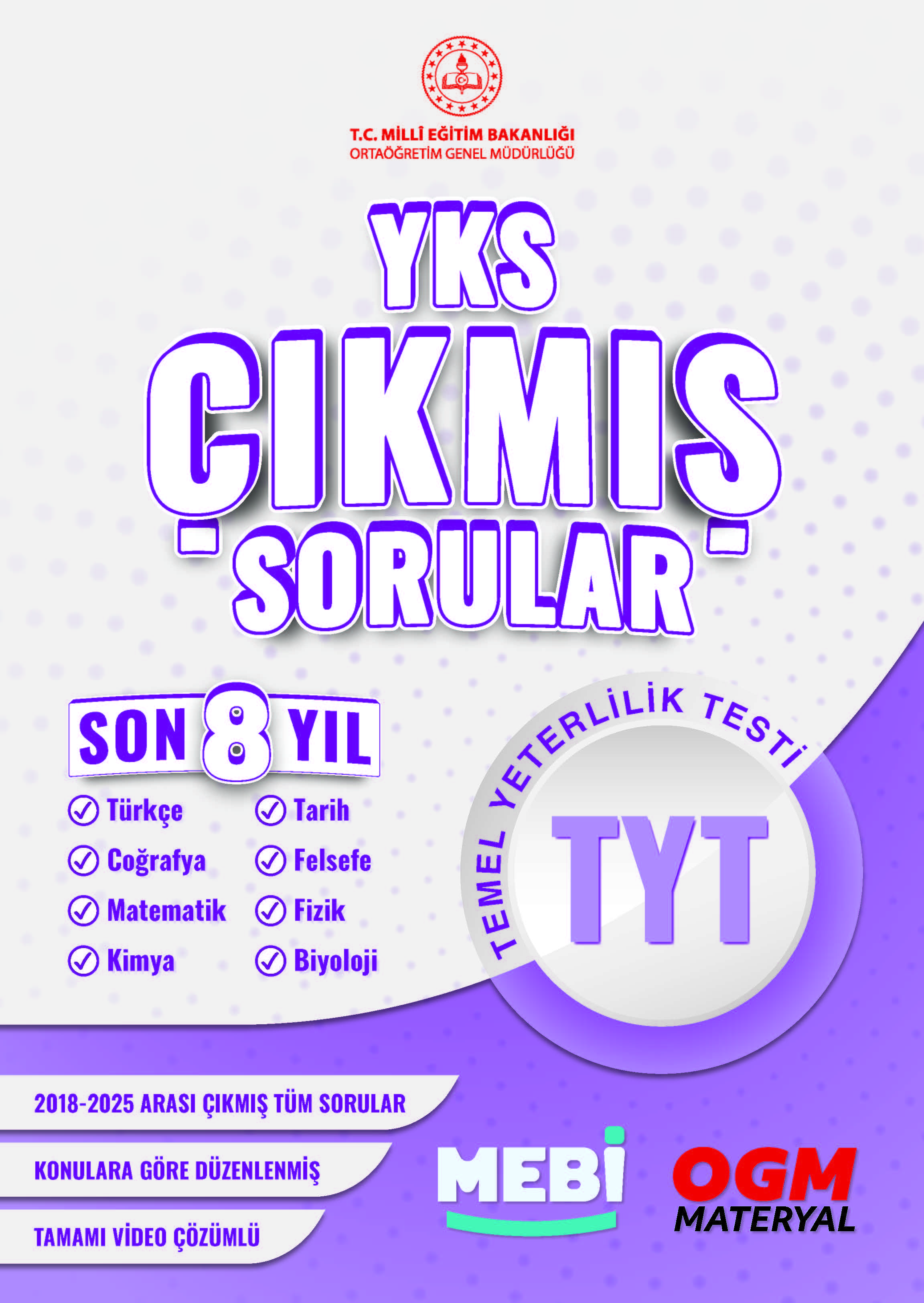 TYT ÇIKMIŞ SORULAR SON 8 YIL ORJİNAL BOY RENKLİ BASIM
